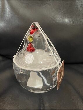 Gourmet Kitchen Clear Glass Chicken Shaped Jar 15.9oz 470ml - Glass Hen Jar